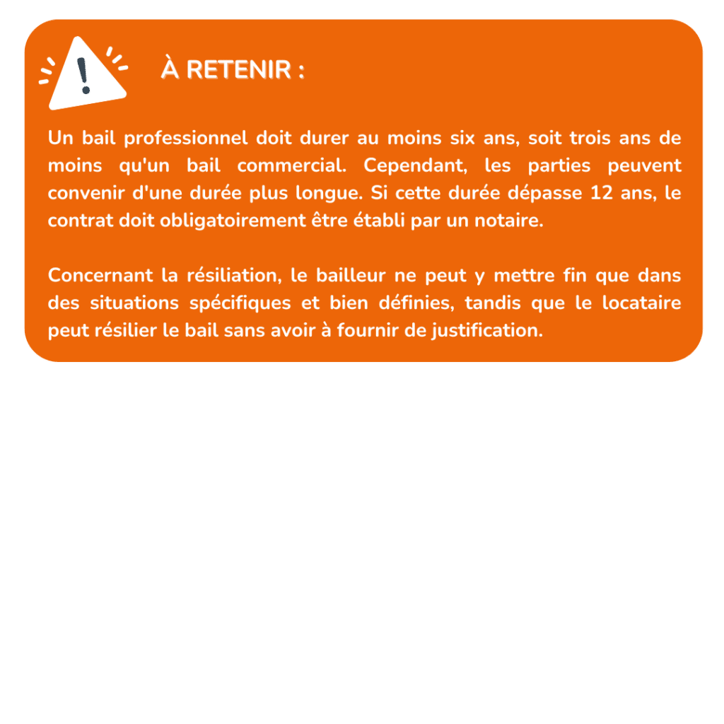 Aujourd'hui, nous nous expliquons le bail professionnel, soulignant sa durée minimale de six ans, sa flexibilité contractuelle, et les conditions spécifiques de résiliation pour le locataire et le bailleur.